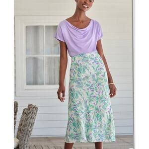 NWT Pure Collection Bias Midi Skirt Sz 14S Spring Modest Feminine Sustainable